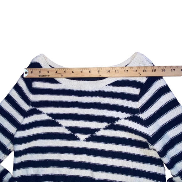 American Eagle Wool Blend Navy Cream Striped Sweater - Women’s Medium - Picture 5 of 15